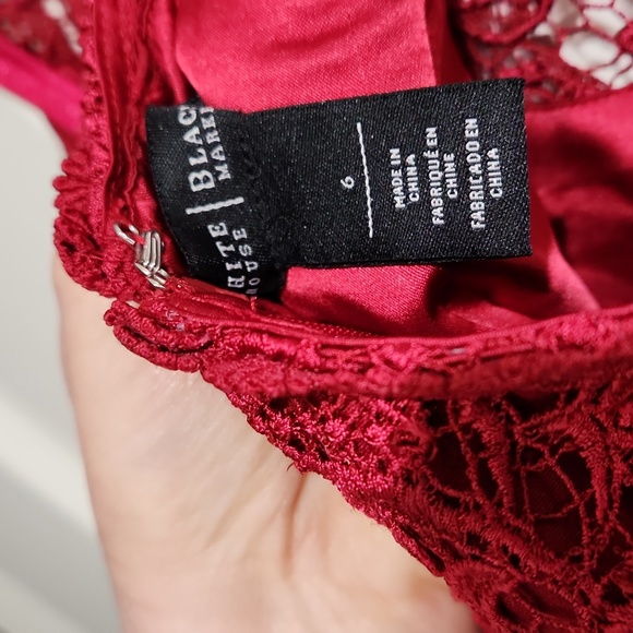 Practically New! WHBM Dark-Red Lace Holiday Mini Dress - Picture 4 of 7